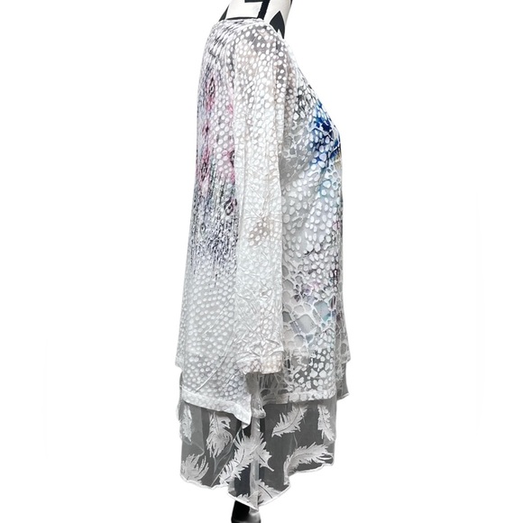 Kamana Boho Artsy Sheer Y2K Layered Sz L Tunic Top - Picture 3 of 11